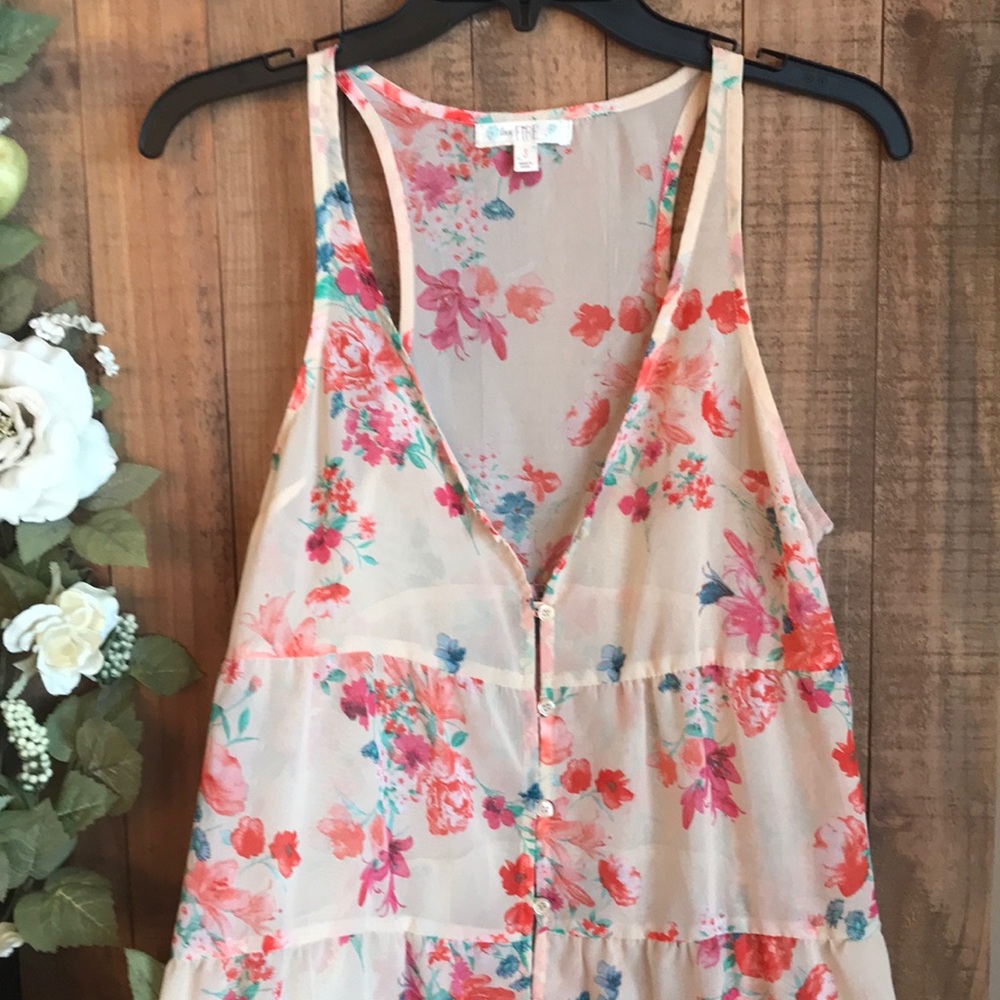 Love Fire Floral Tank Top Size Small